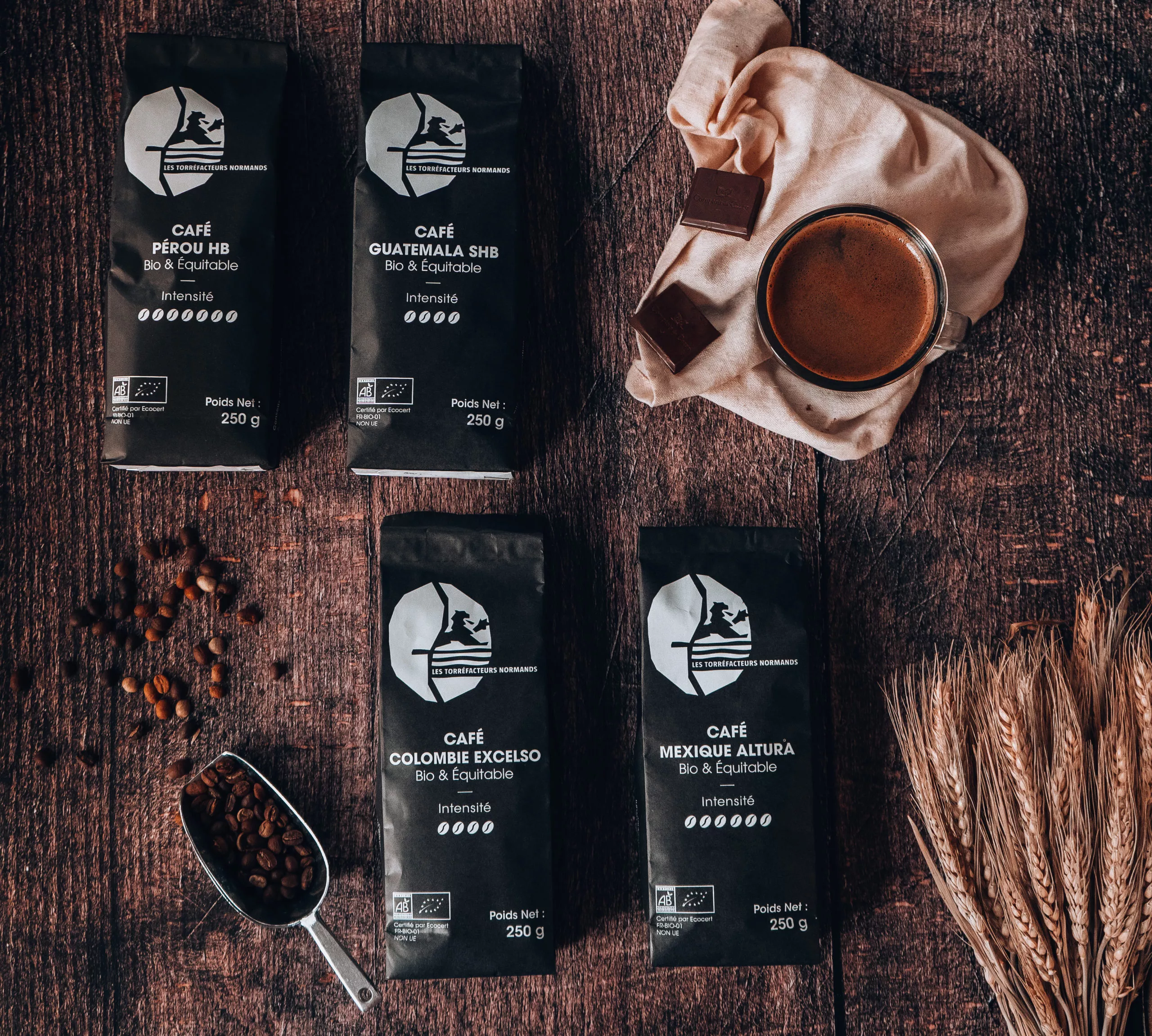 Offre de quatre cafés d' Amérique du Sud